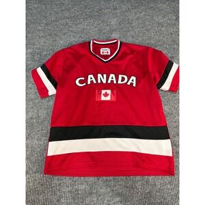 Snowcap Canada Souvenir Jersey Shirt Red White Black Mens Medium V-Neck Short Sl